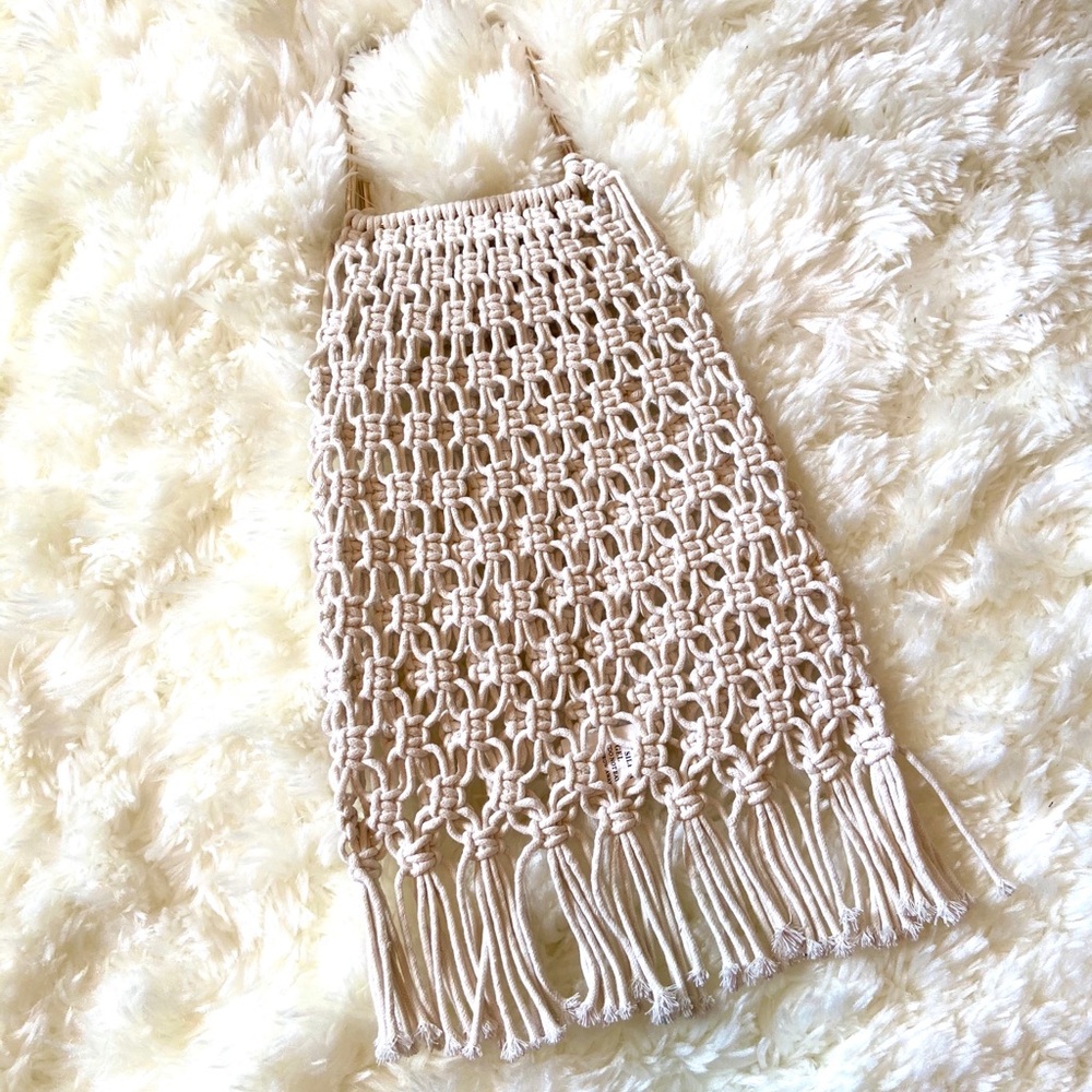 Open Knit Fringe Satchel